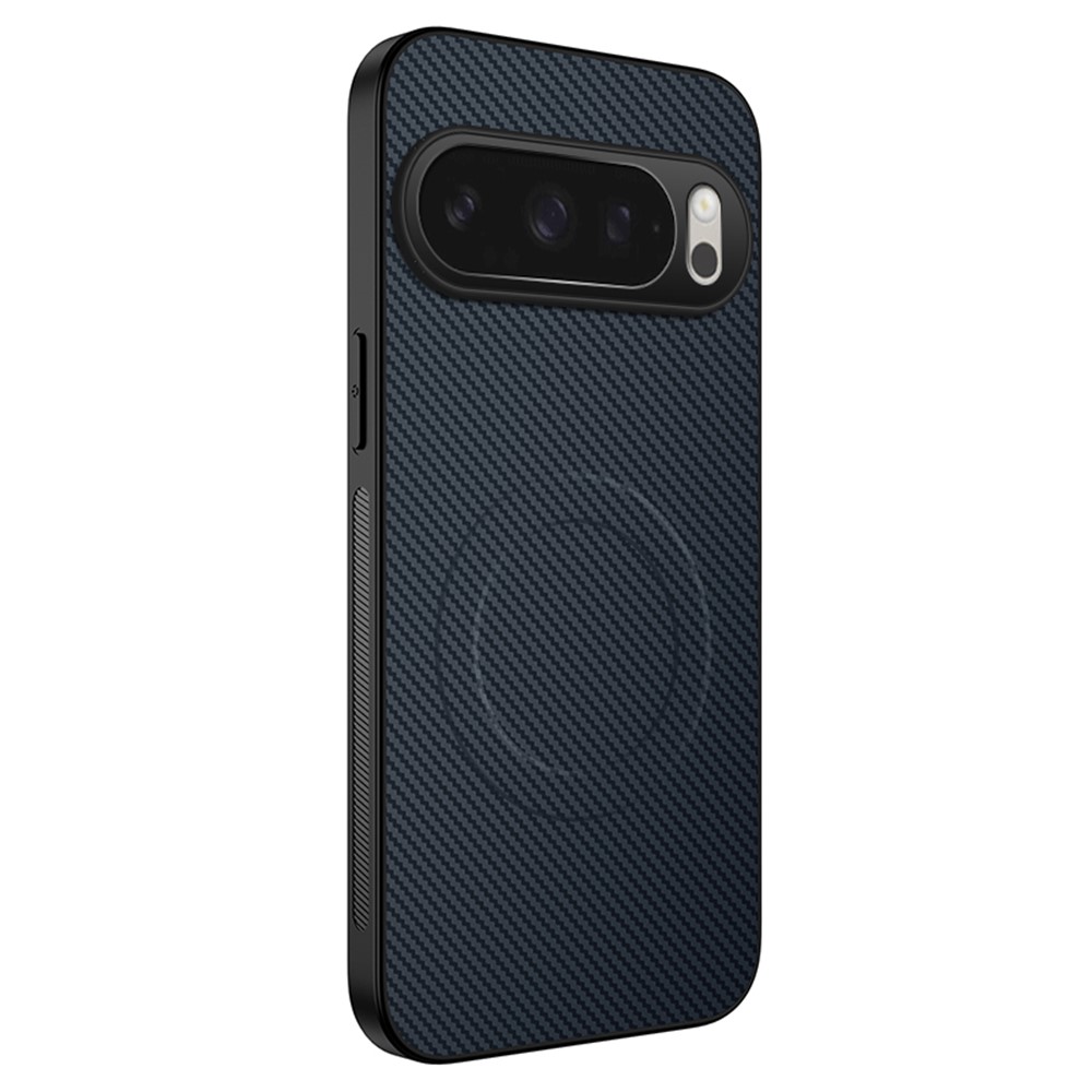 For Google Pixel 10 Pro XL Case Compatible with MagSafe WANLONFENG TQ Series Carbon Fiber Texture PC TPU Phone Cover - Sapphire