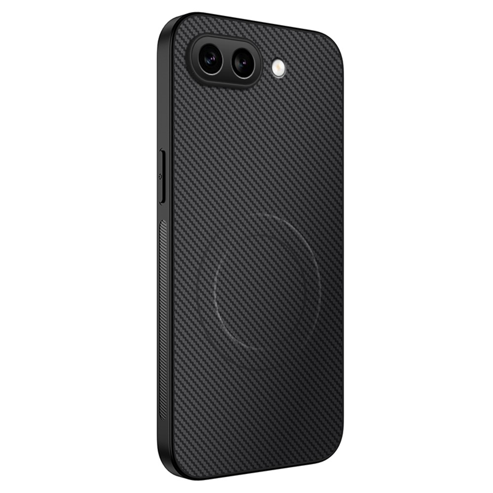 For Google Pixel 9a Case Compatible with MagSafe WANLONFENG TQ Series Carbon Fiber Texture PC TPU Phone Cover - Black