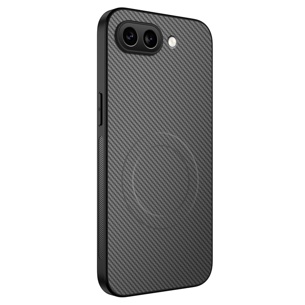 For Google Pixel 9a Case Compatible with MagSafe WANLONFENG TQ Series Carbon Fiber Texture PC TPU Phone Cover - Grey