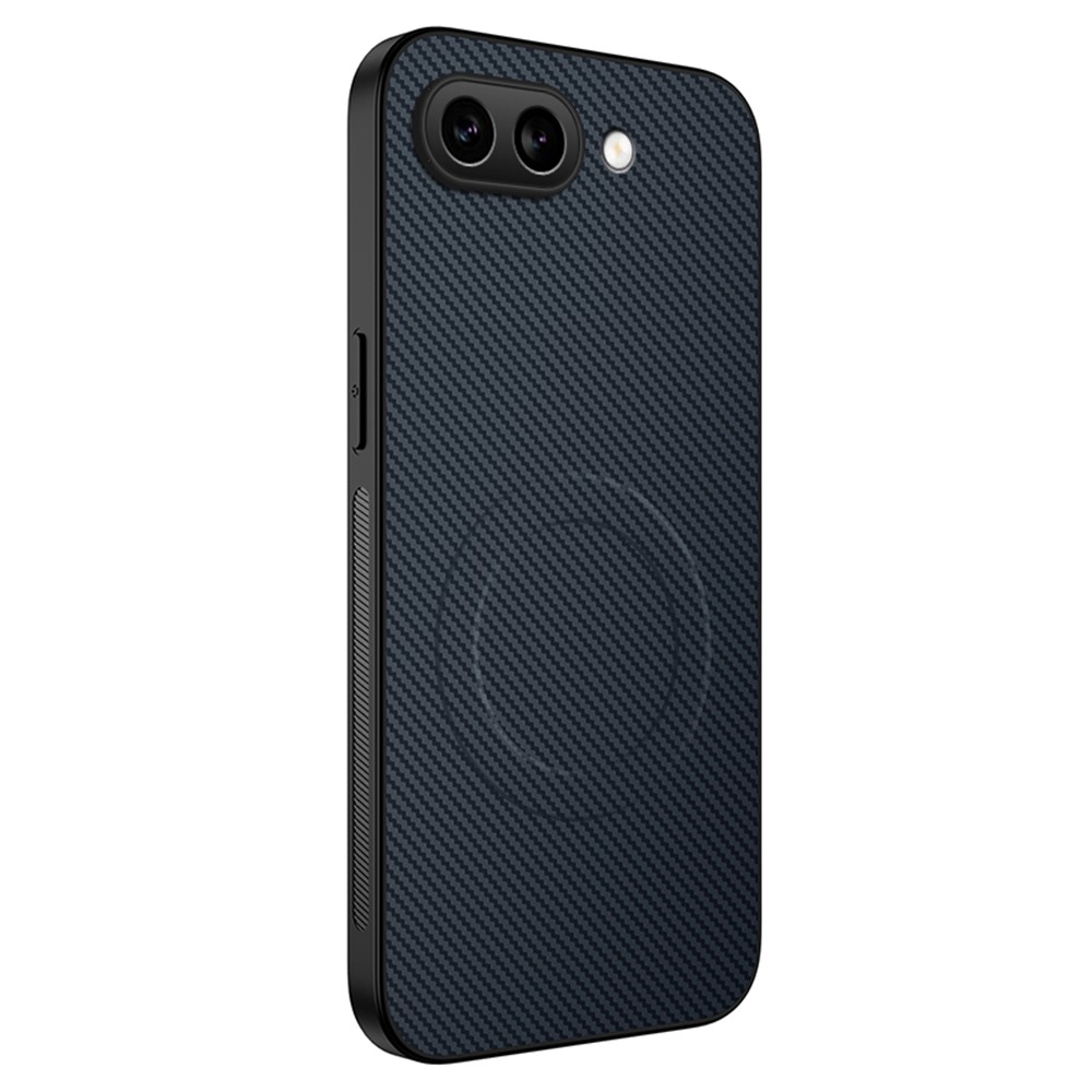 For Google Pixel 9a Case Compatible with MagSafe WANLONFENG TQ Series Carbon Fiber Texture PC TPU Phone Cover - Sapphire