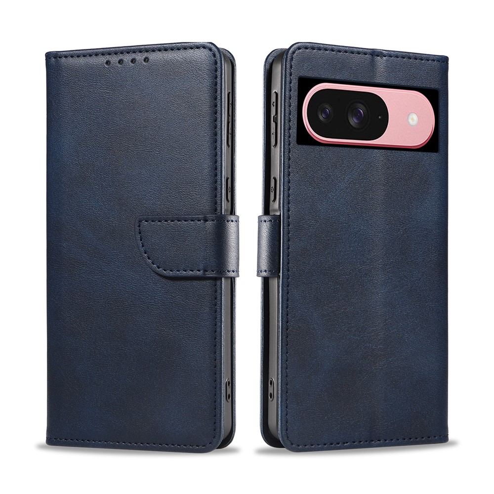 For Google Pixel 9 Leather Case WANLONFENG NW Series Calf Texture Flip Wallet Phone Cover - Sapphire
