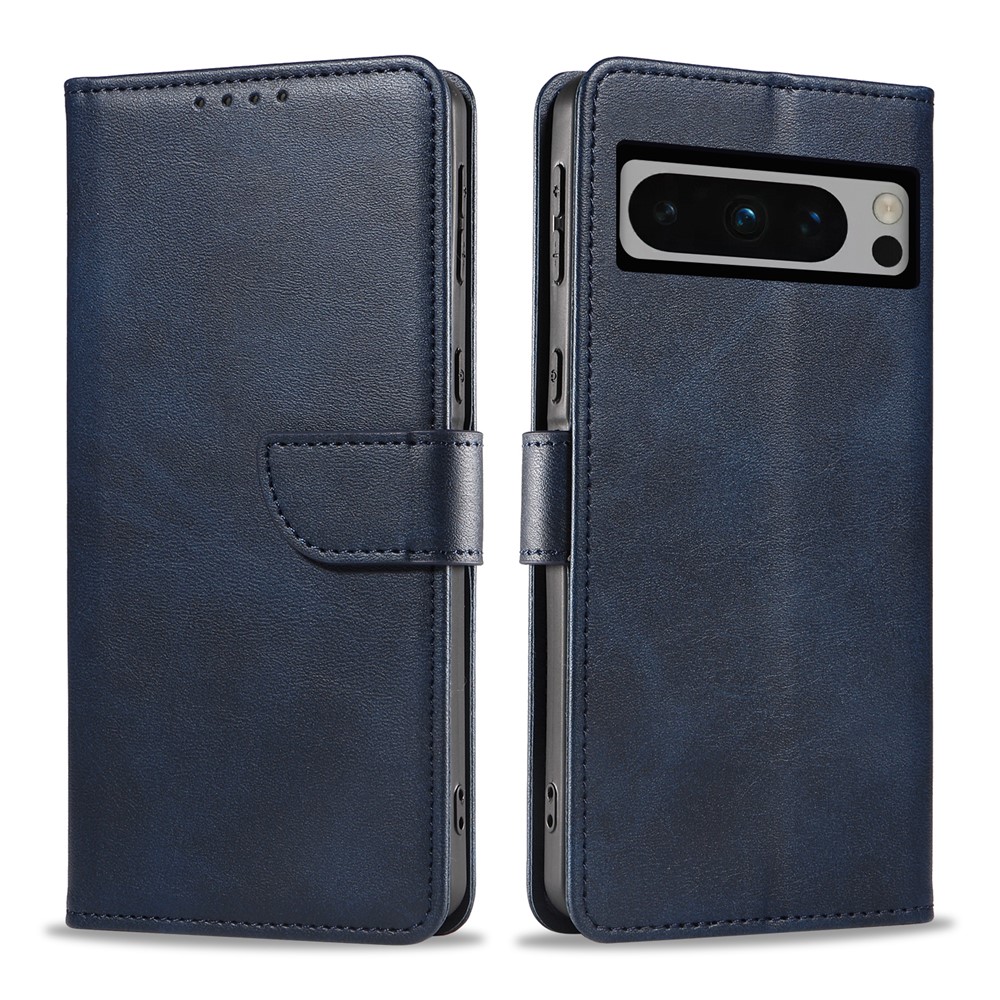 For Google Pixel 8 Pro Leather Case WANLONFENG NW Series Calf Texture Flip Wallet Phone Cover - Sapphire