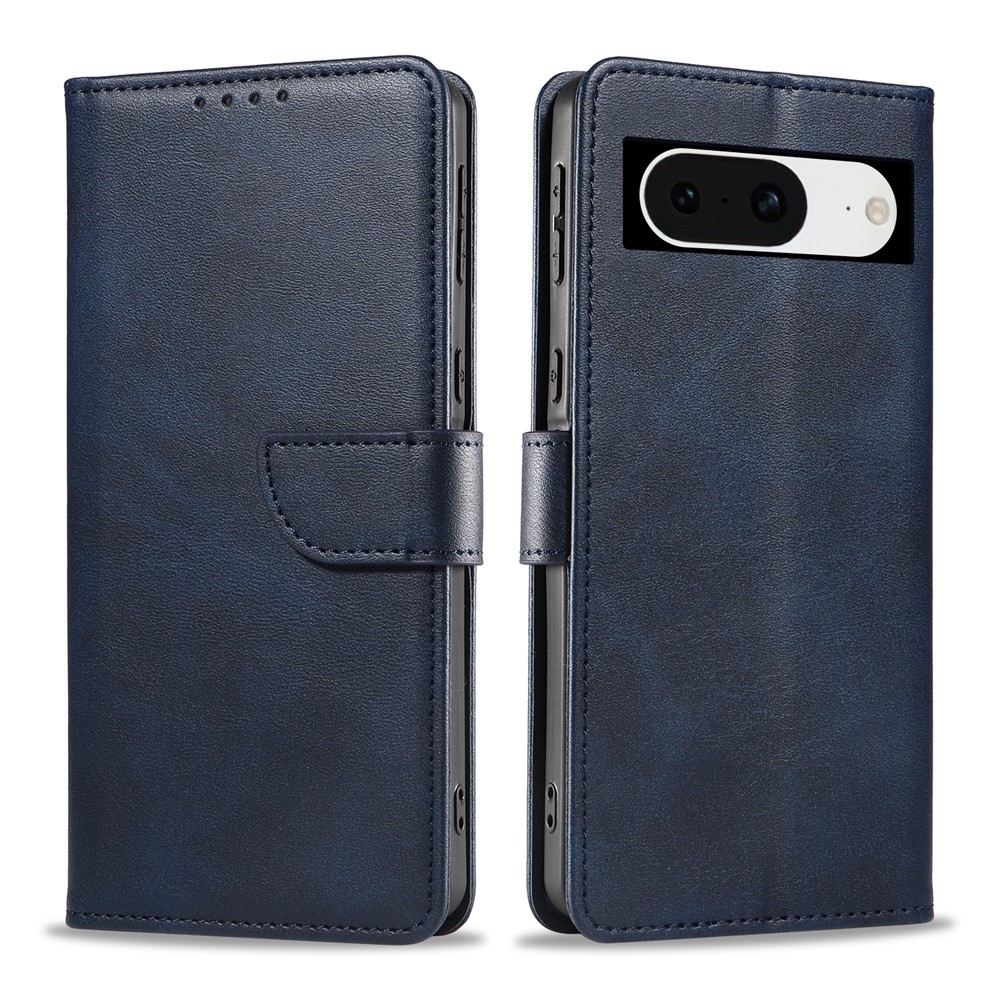 For Google Pixel 8 Leather Case WANLONFENG NW Series Calf Texture Flip Wallet Phone Cover - Sapphire