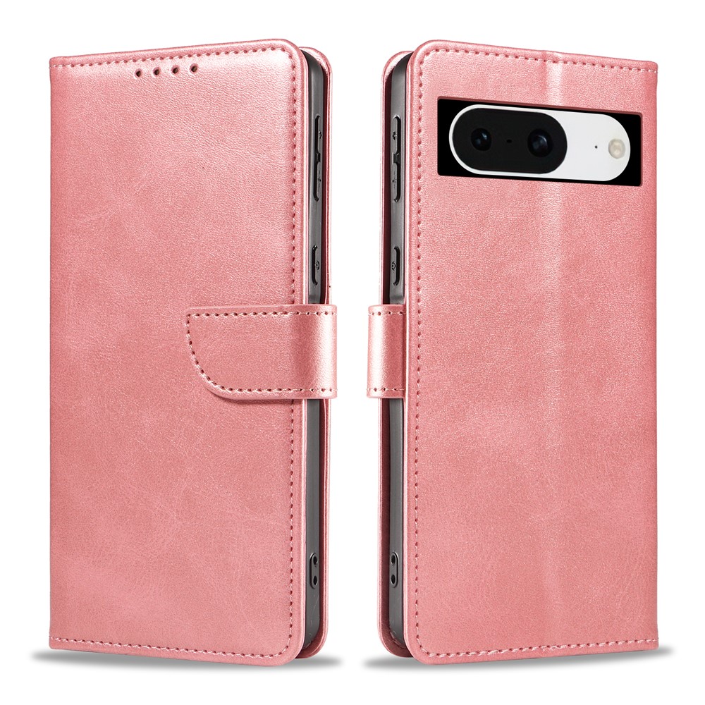 For Google Pixel 8 Leather Case WANLONFENG NW Series Calf Texture Flip Wallet Phone Cover - Pink