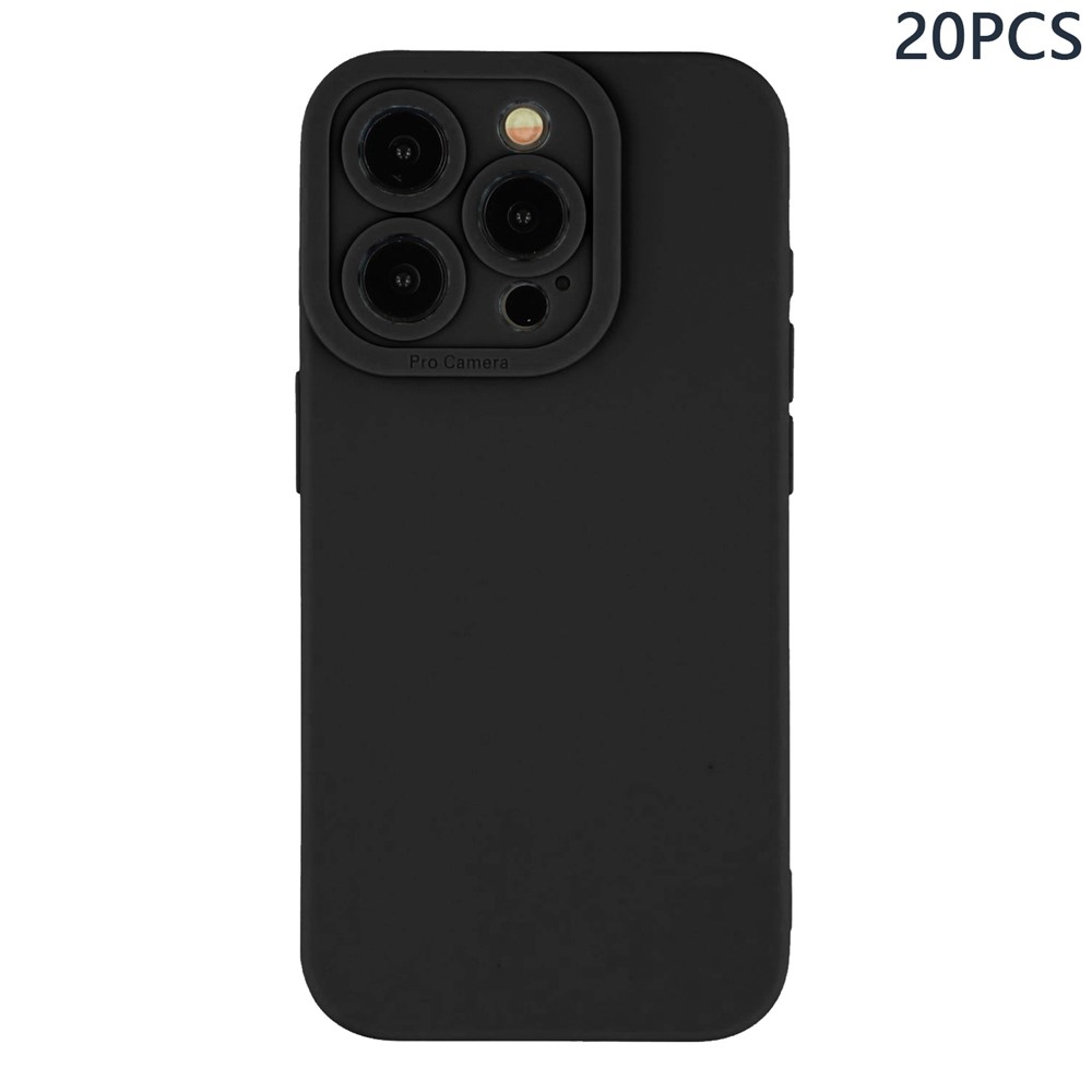 Bulk Purchasing 20Pcs For iPhone 15 Pro Case Precise Cutouts 1.3mm TPU Matte Phone Cover - Black