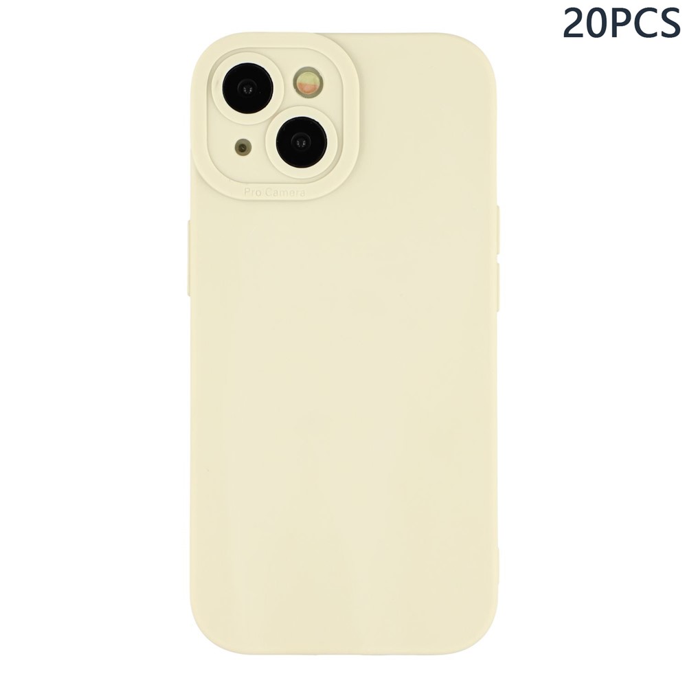 Bulk Purchasing 20Pcs For iPhone 14 Case Precise Cutouts 1.3mm TPU Matte Phone Cover - Ivory White