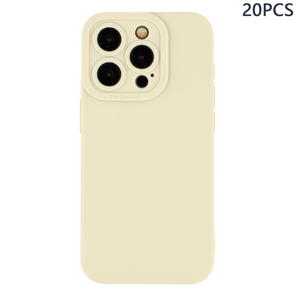Bulk Purchasing 20Pcs For iPhone 15 Pro Max Case Precise Cutouts 1.3mm TPU Matte Phone Cover - Ivory White