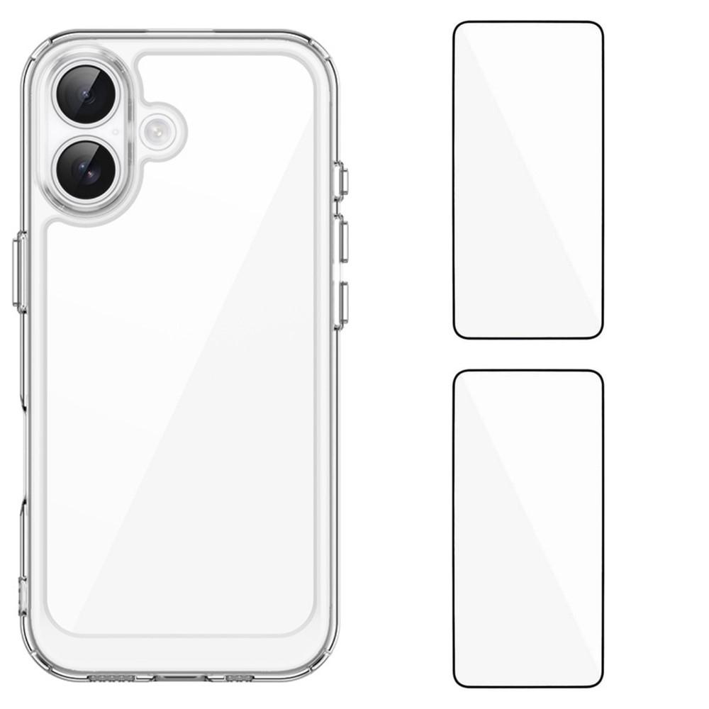 For iPhone 17 Clear Phone Case WANLONFENG MF2 Series TPU Acrylic Cover with 2Pcs Tempered Glass - Transparent