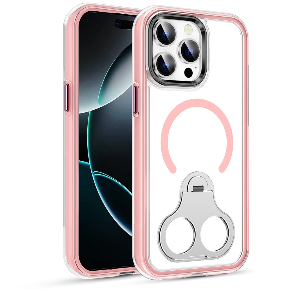 Bulk Purchasing For iPhone 15 Pro Case Air Cushion PC + TPU Magnetic Phone Cover with Ring Kickstand - Pink