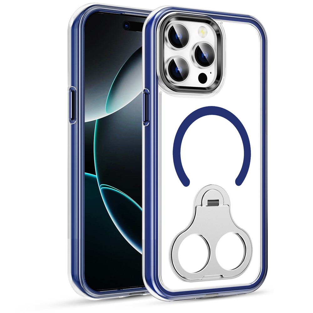 Bulk Purchasing For iPhone 15 Pro Case Air Cushion PC + TPU Magnetic Phone Cover with Ring Kickstand - Blue