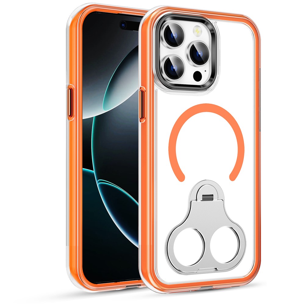 Bulk Purchasing For iPhone 14 Pro Case Air Cushion PC + TPU Magnetic Phone Cover with Ring Kickstand - Orange