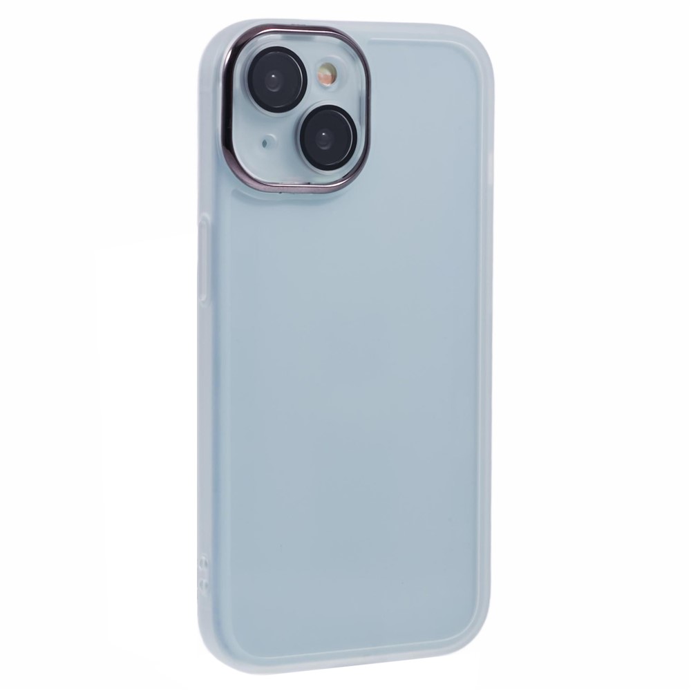 Bulk Purchasing For iPhone 15 Case Electroplated Camera Frame TPU Phone Cover - Transparent White