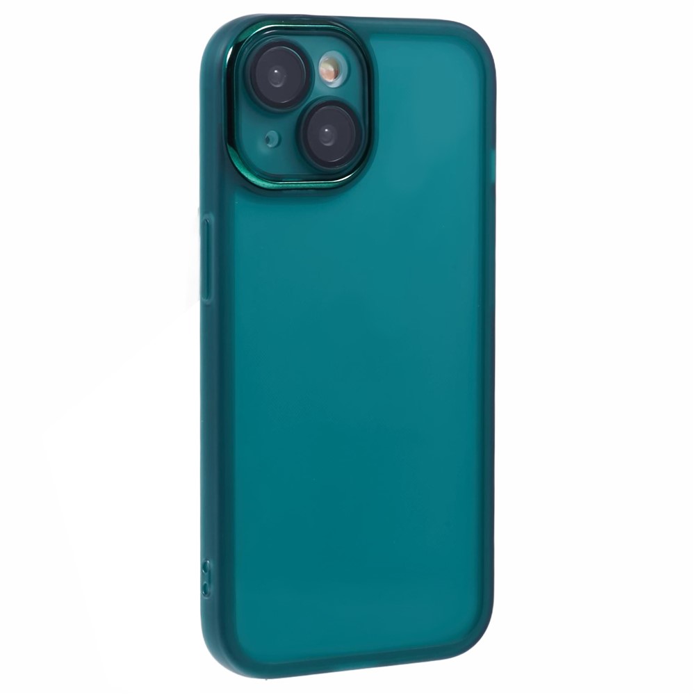Bulk Purchasing For iPhone 15 Case Electroplated Camera Frame TPU Phone Cover - Transparent Green