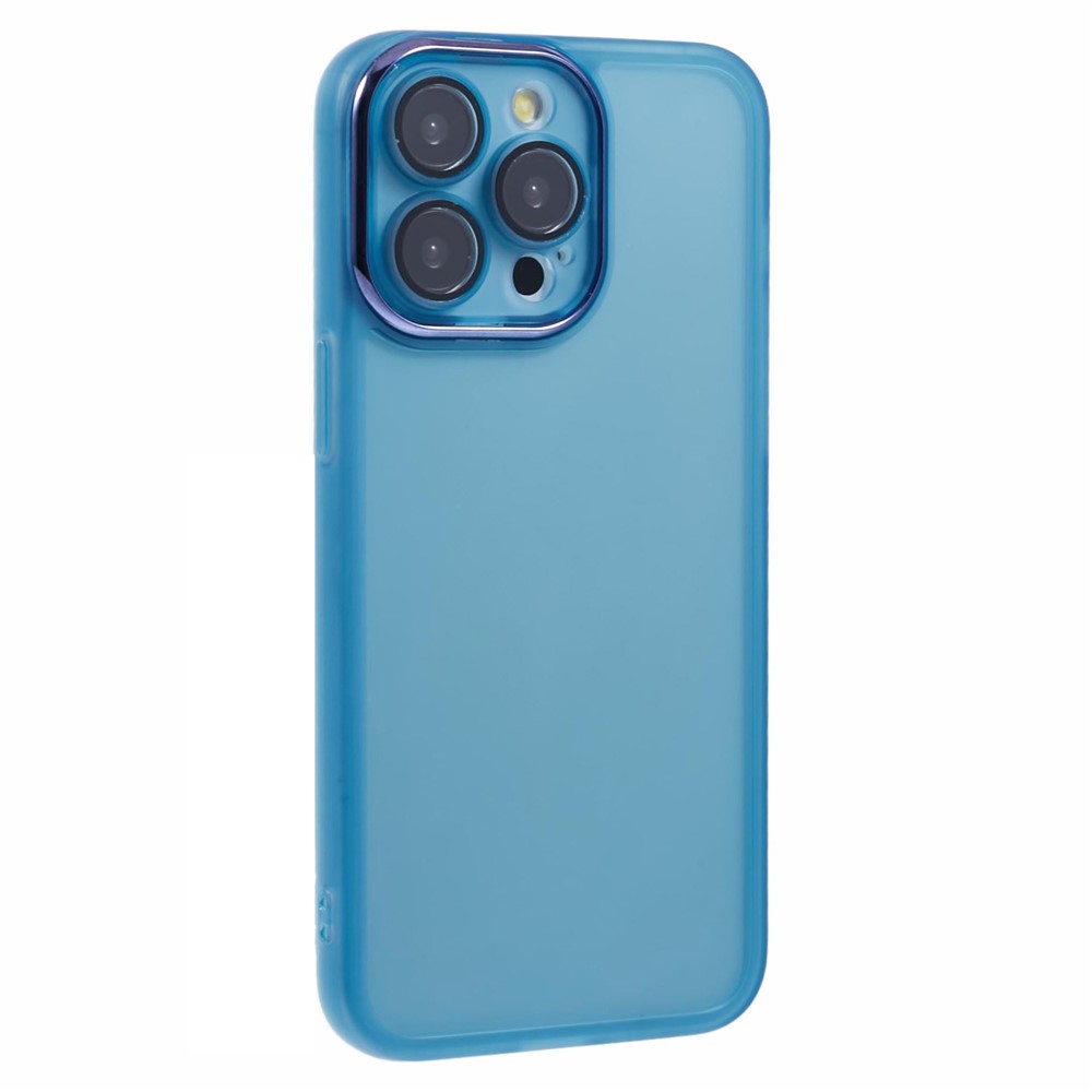 Bulk Purchasing For iPhone 14 Pro Max Case Electroplated Camera Frame TPU Phone Cover - Transparent Blue