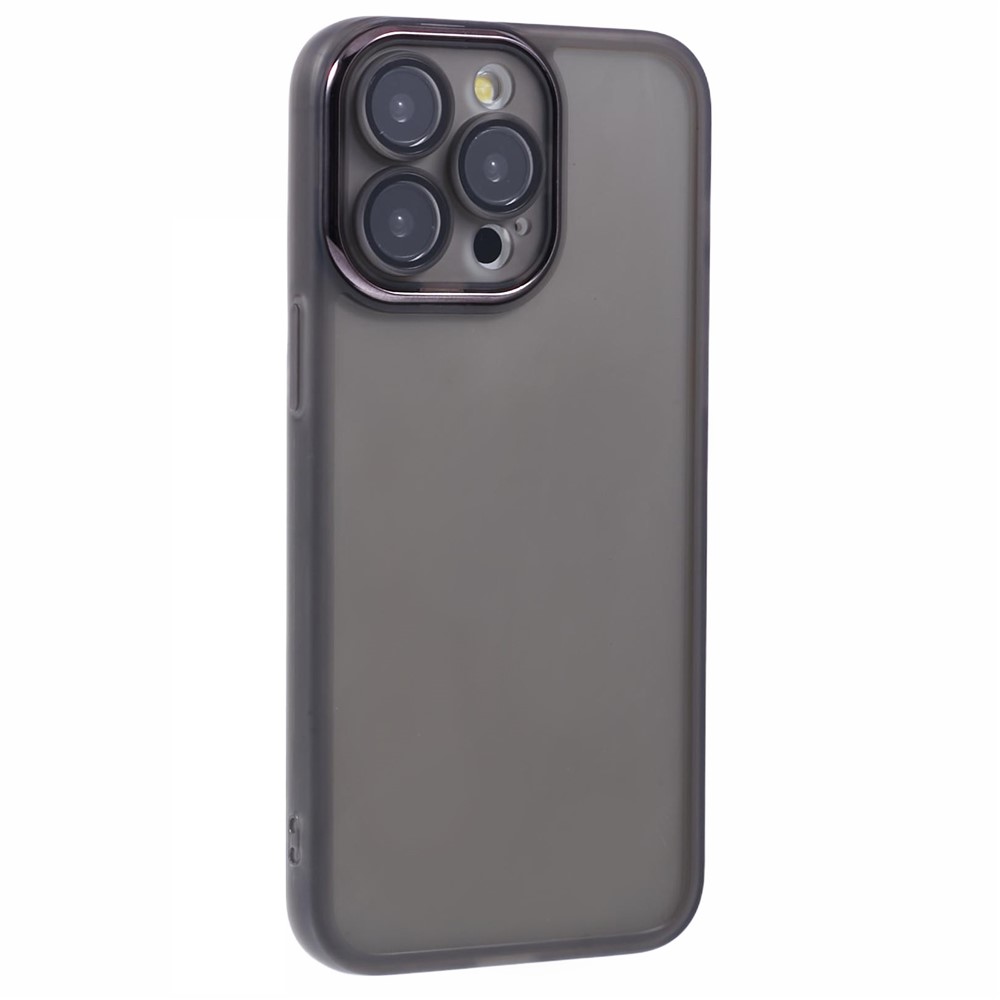 Bulk Purchasing For iPhone 14 Pro Case Electroplated Camera Frame TPU Phone Cover - Transparent Black