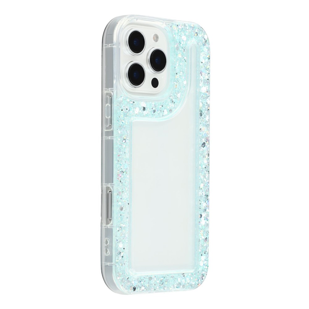 For iPhone 16 Pro Max Case Glitter Epoxy Soft TPU Clear Back Cover - Green