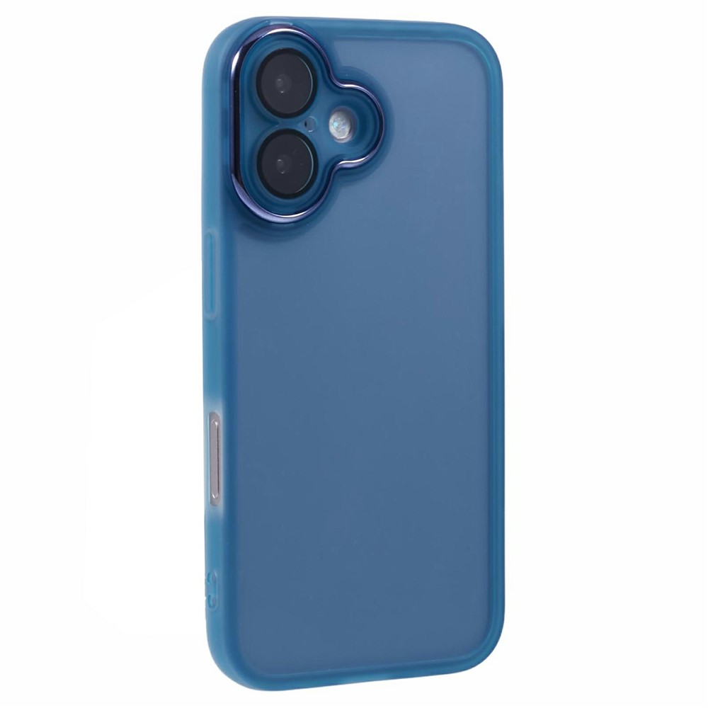 Bulk Purchasing For iPhone 16 Plus Case Electroplated Camera Frame TPU Phone Cover - Transparent Blue