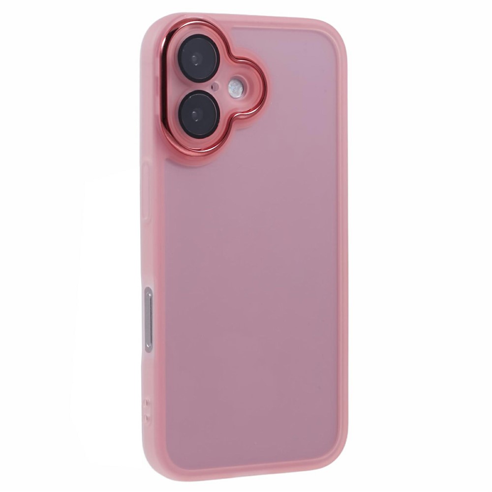 Bulk Purchasing For iPhone 16 Plus Case Electroplated Camera Frame TPU Phone Cover - Transparent Pink