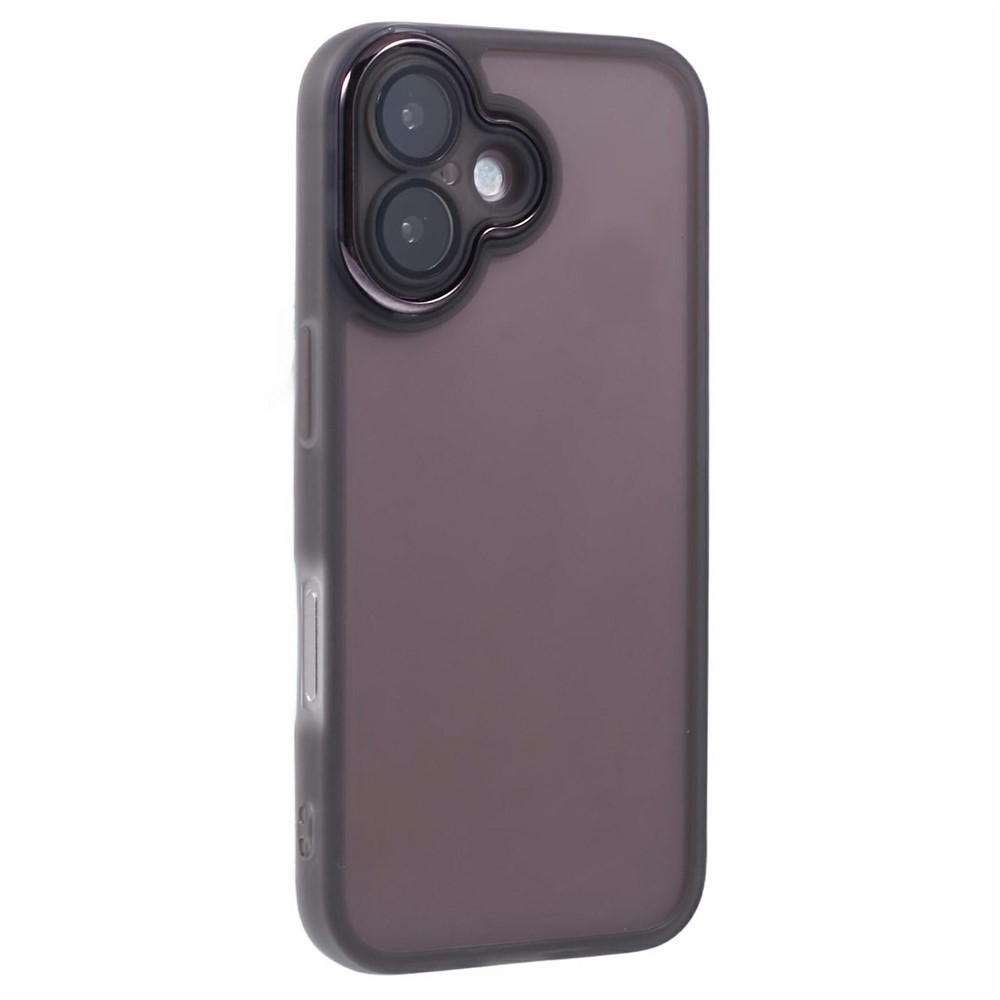 Bulk Purchasing For iPhone 16 Plus Case Electroplated Camera Frame TPU Phone Cover - Transparent Black
