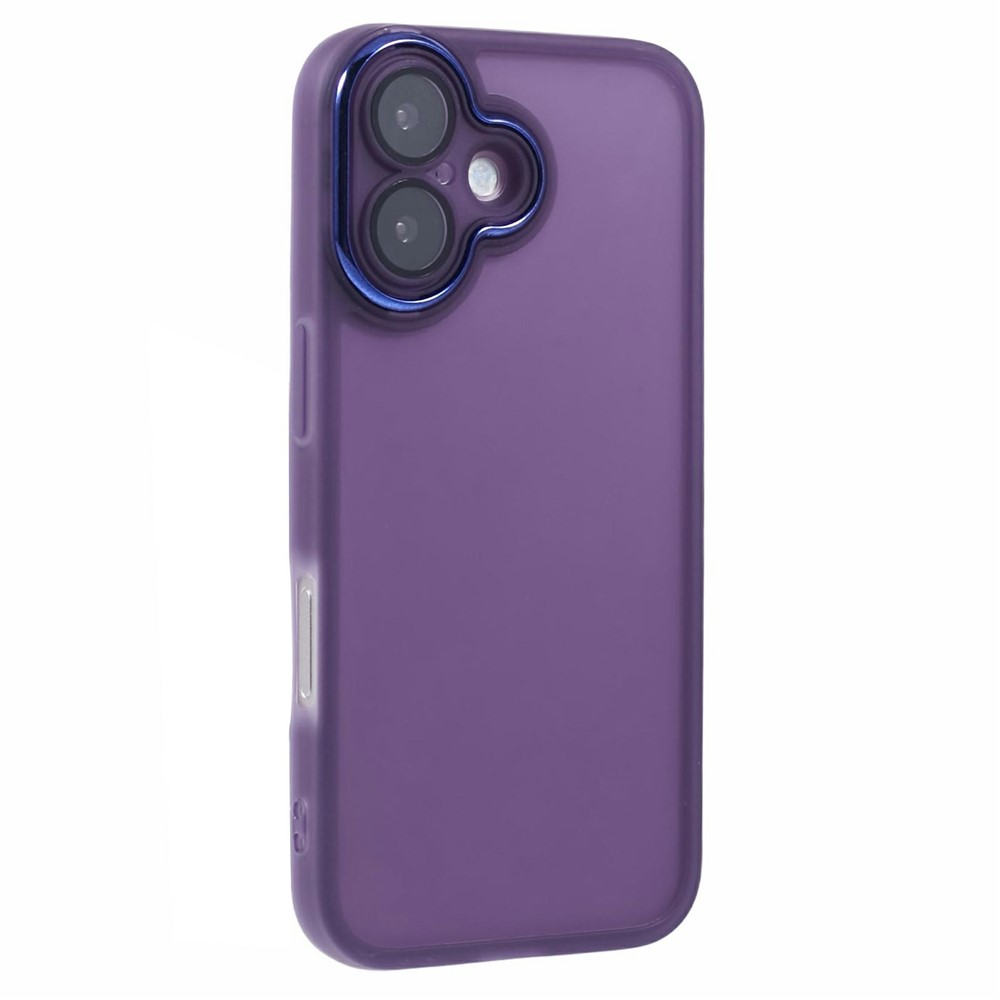 Bulk Purchasing For iPhone 16 Plus Case Electroplated Camera Frame TPU Phone Cover - Transparent Purple