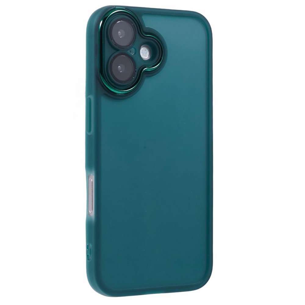 Bulk Purchasing For iPhone 16 Plus Case Electroplated Camera Frame TPU Phone Cover - Transparent Green