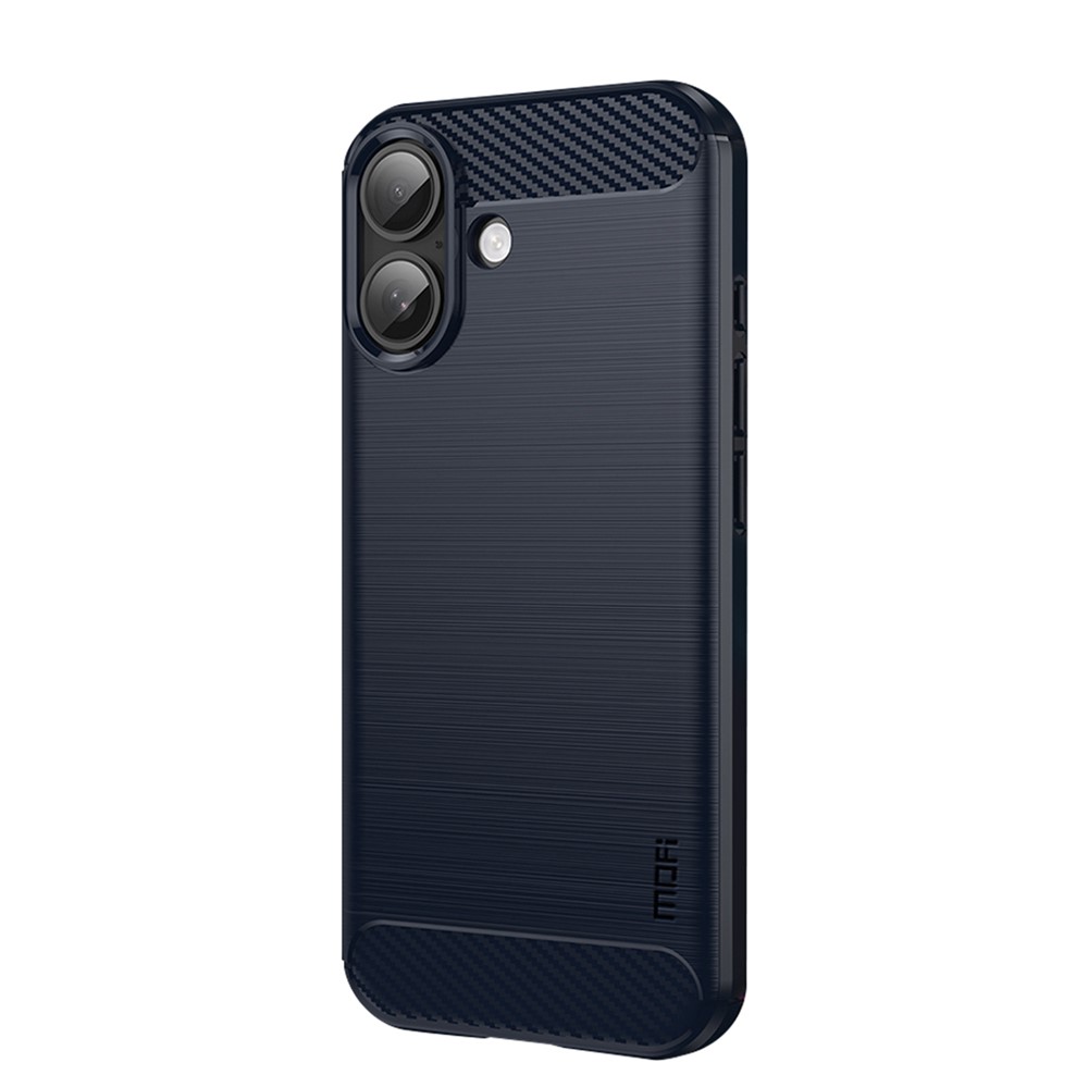 For iPhone 17 Back Cover MOFI Brushed Texture Carbon Fiber Soft TPU Case - Blue
