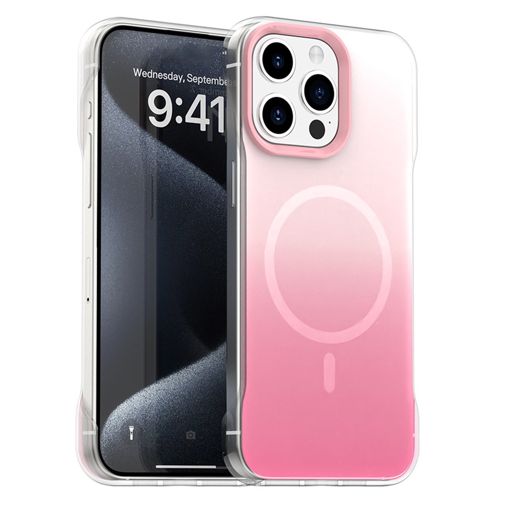 For iPhone 15 Pro Max Case Compatible with MagSafe Frameless TPU PC Phone Back Cover - Pink