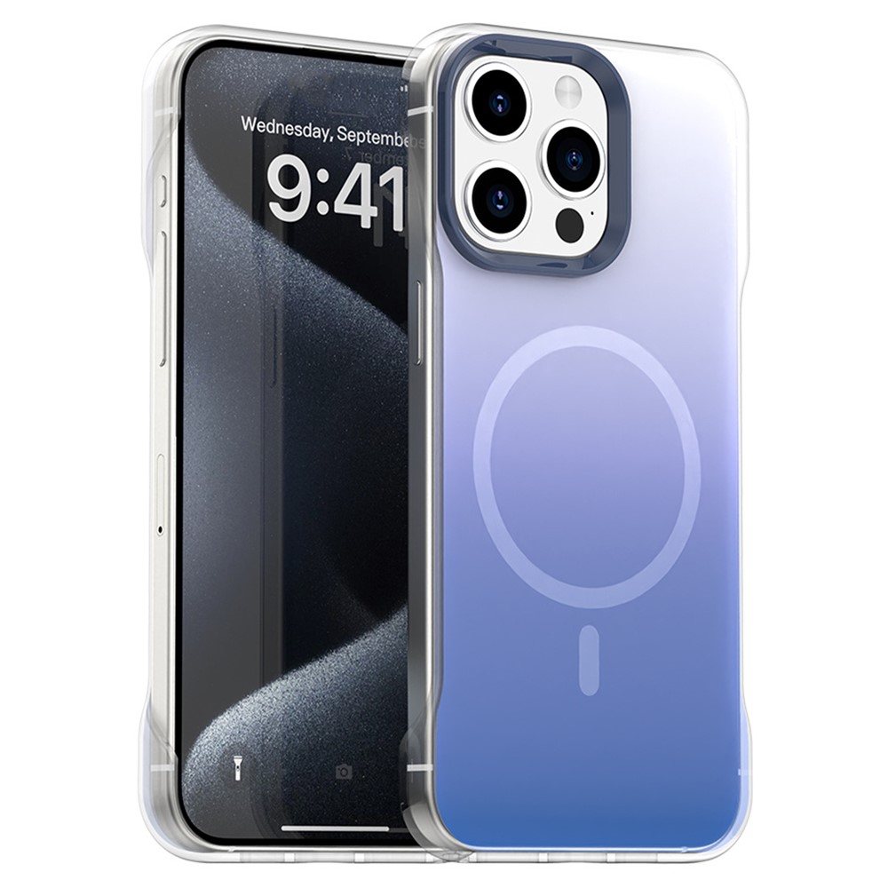 For iPhone 15 Pro Max Case Compatible with MagSafe Frameless TPU PC Phone Back Cover - Blue