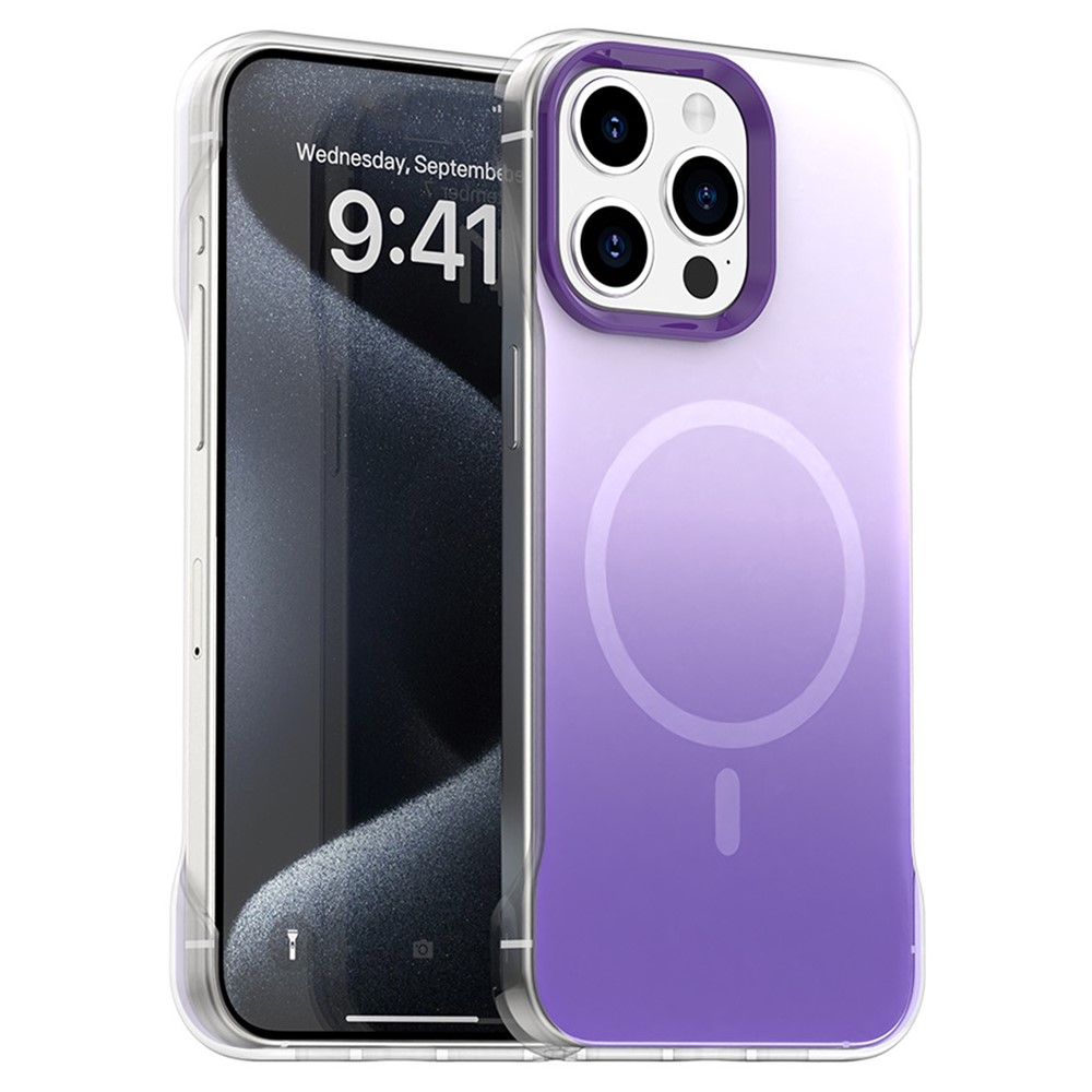 For iPhone 14 Pro Max Case Compatible with MagSafe Frameless TPU PC Phone Back Cover - Purple