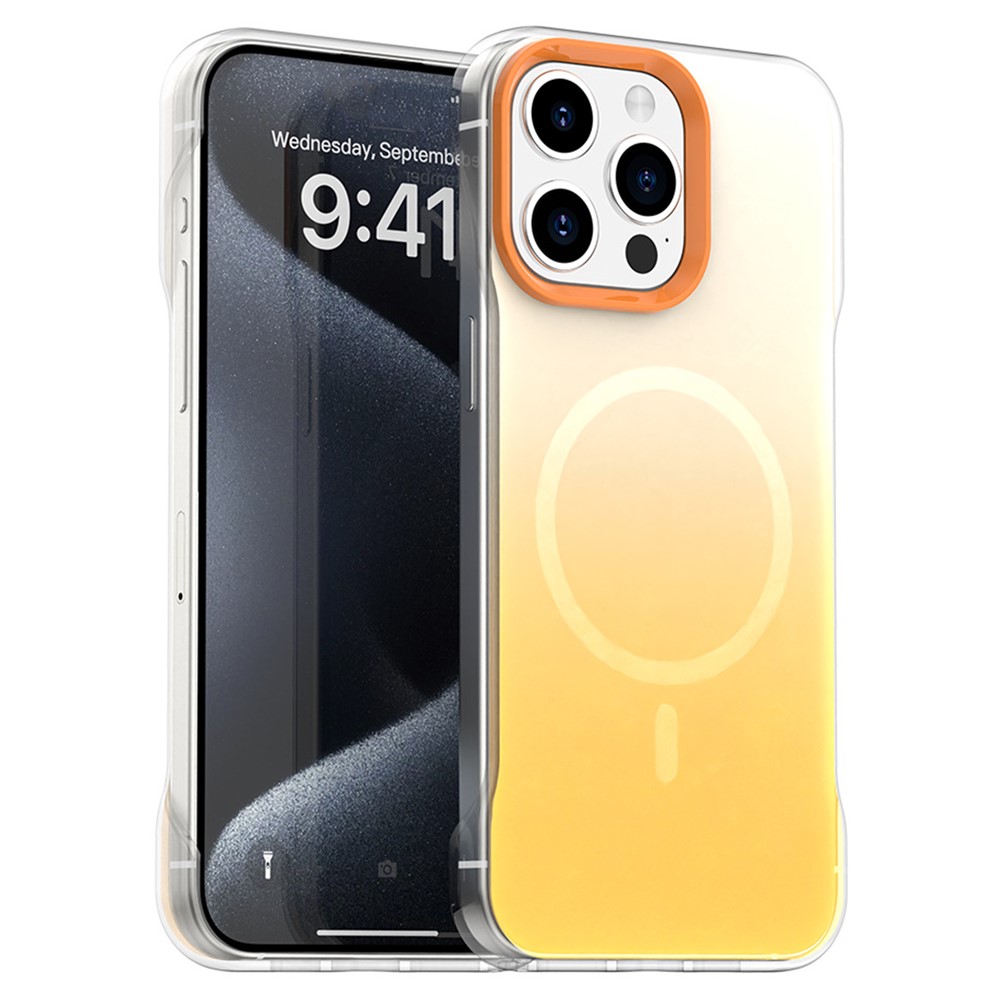 For iPhone 13 Pro Max Case Compatible with MagSafe Frameless TPU PC Phone Back Cover - Yellow