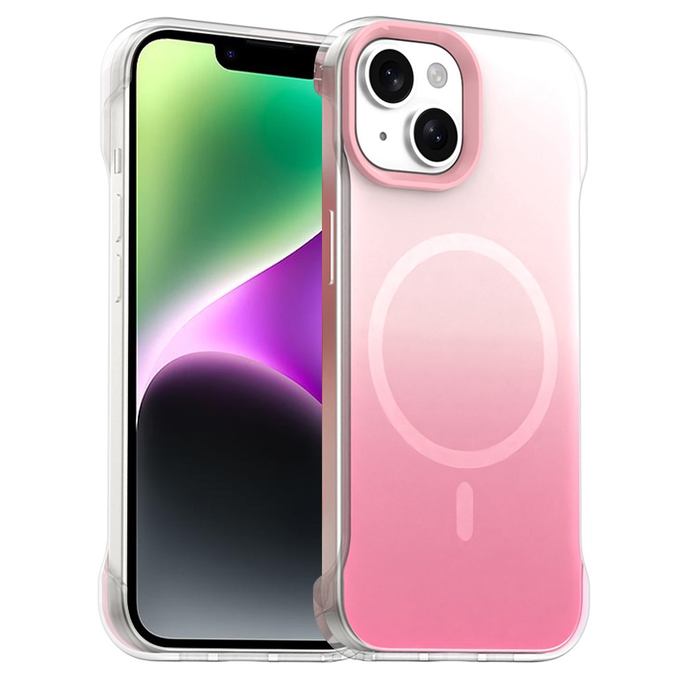 For iPhone 14 Case Compatible with MagSafe Frameless TPU PC Phone Back Cover - Pink