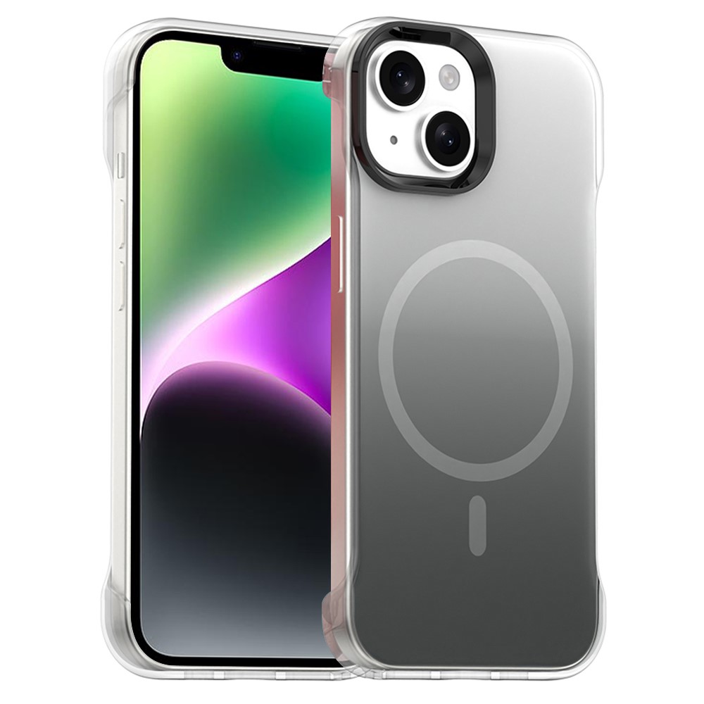 For iPhone 14 Case Compatible with MagSafe Frameless TPU PC Phone Back Cover - Black