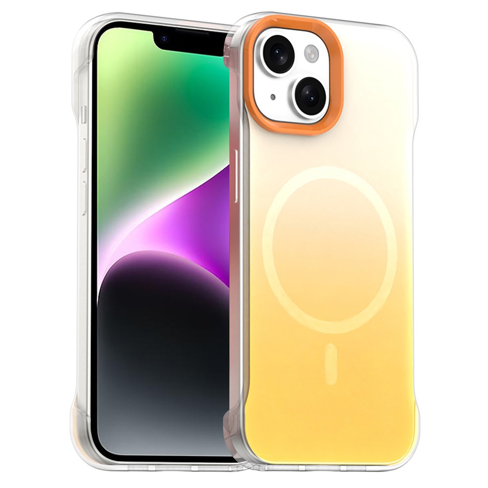 For iPhone 14 Case Compatible with MagSafe Frameless TPU PC Phone Back Cover - Yellow