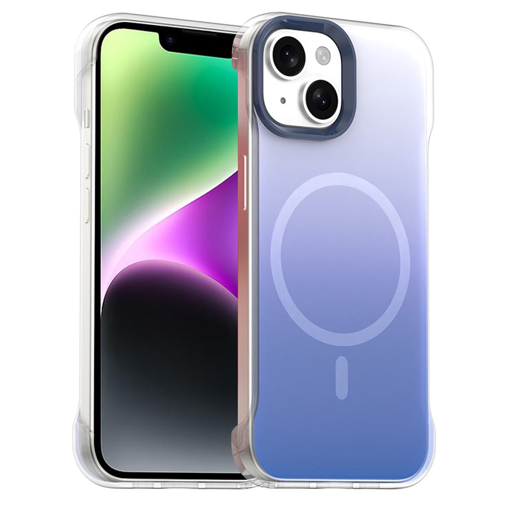 For iPhone 14 Case Compatible with MagSafe Frameless TPU PC Phone Back Cover - Blue