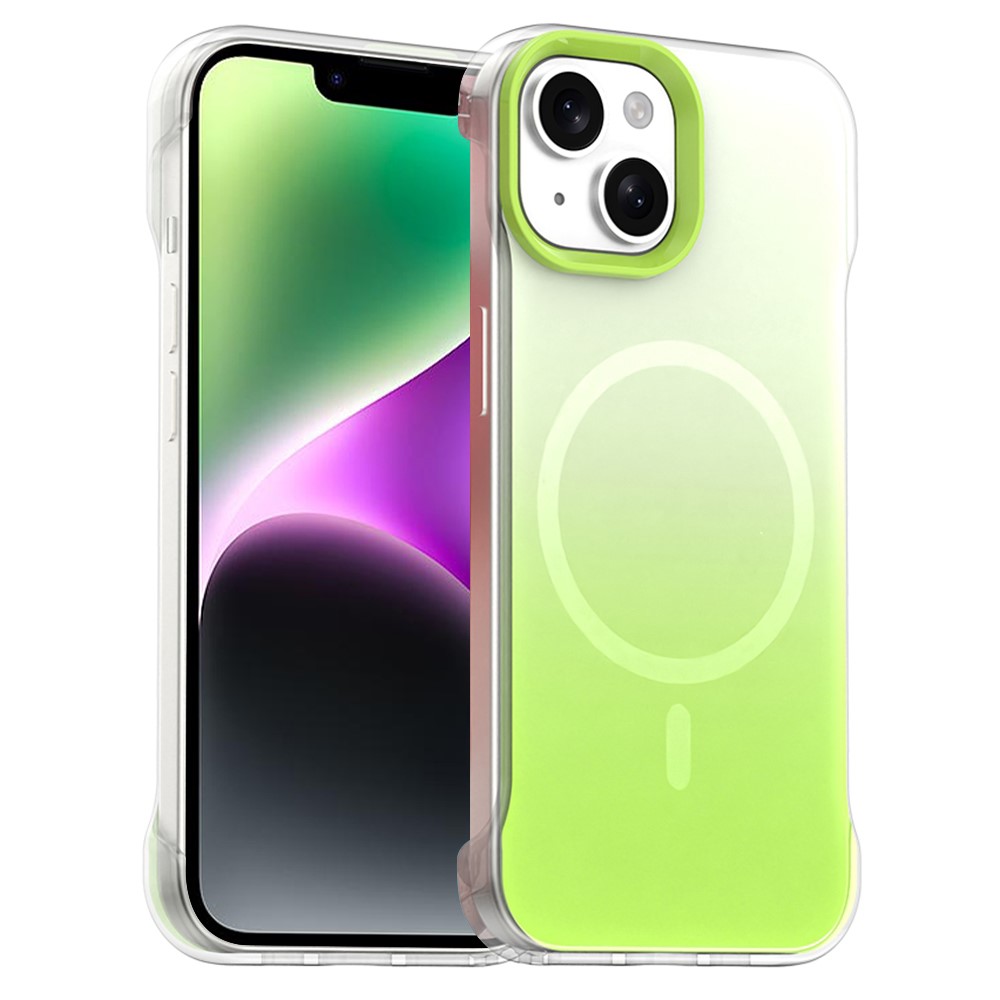 For iPhone 14 Case Compatible with MagSafe Frameless TPU PC Phone Back Cover - Green