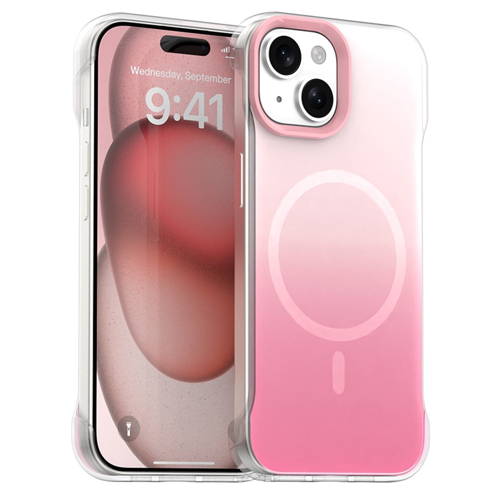 For iPhone 15 Case Compatible with MagSafe Frameless TPU PC Phone Back Cover - Pink