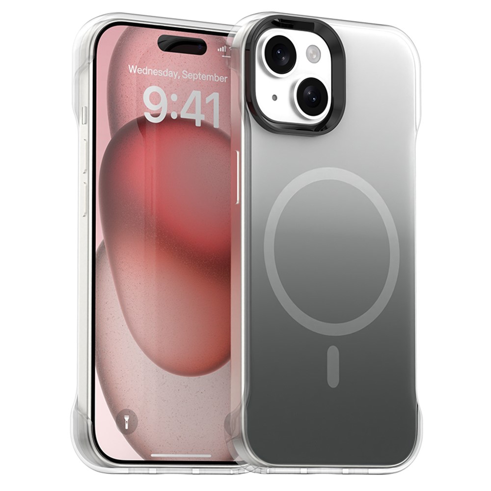 For iPhone 15 Case Compatible with MagSafe Frameless TPU PC Phone Back Cover - Black