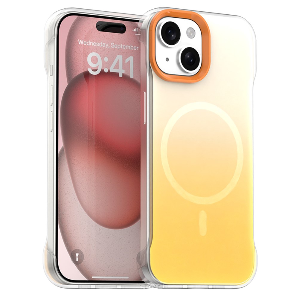 For iPhone 15 Case Compatible with MagSafe Frameless TPU PC Phone Back Cover - Yellow