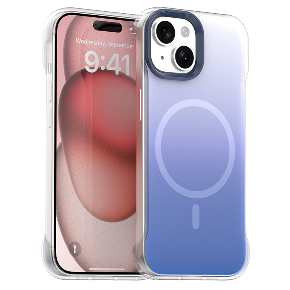 For iPhone 15 Case Compatible with MagSafe Frameless TPU PC Phone Back Cover - Blue
