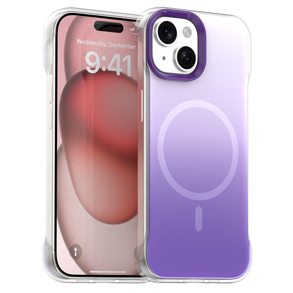 For iPhone 15 Case Compatible with MagSafe Frameless TPU PC Phone Back Cover - Purple