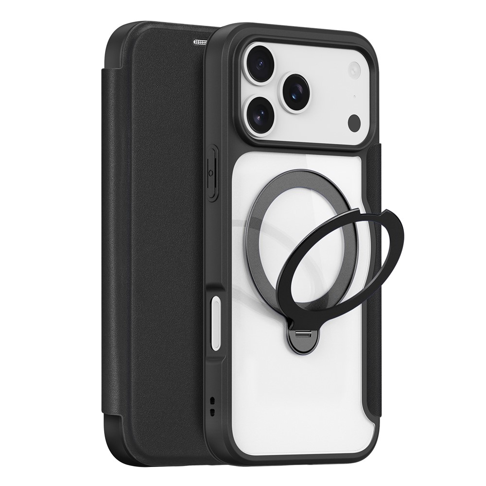 For iPhone 17 Pro Leather Case DUX DUCIS Skin X Pro Series Rotary Kickstand Cover Compatible with MagSafe - Black