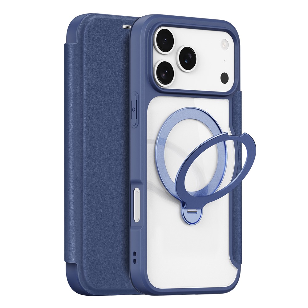 For iPhone 17 Pro Leather Case DUX DUCIS Skin X Pro Series Rotary Kickstand Cover Compatible with MagSafe - Blue