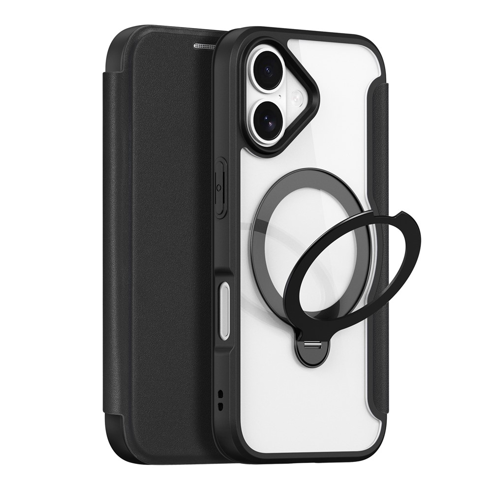 For iPhone 17 Leather Case DUX DUCIS Skin X Pro Series Rotary Kickstand Cover Compatible with MagSafe - Black