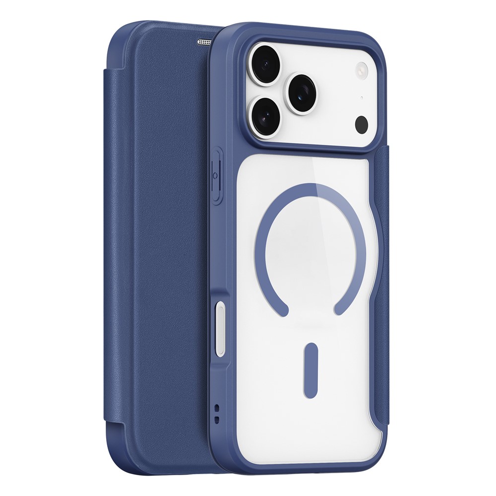 For iPhone 17 Pro Leather Case DUX DUCIS Skin X Pro Series Flip Cover Compatible with MagSafe - Blue