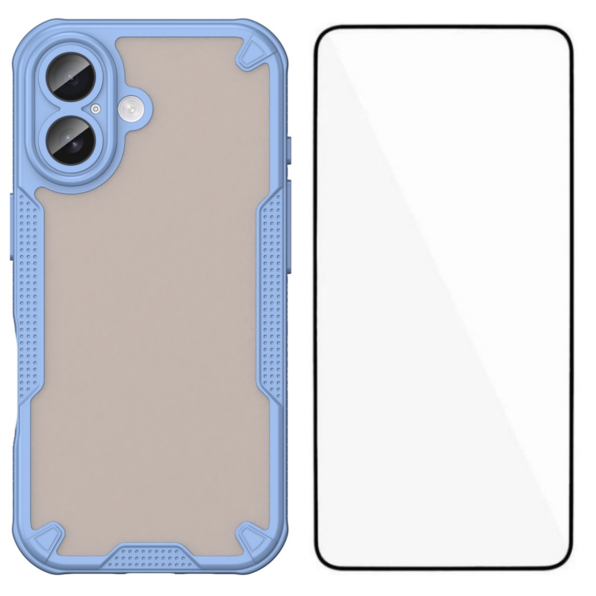 For iPhone 17 Case WANLONFENG MFFJ Series Anti Drop TPU Phone Back Cover with Screen Film - Blue
