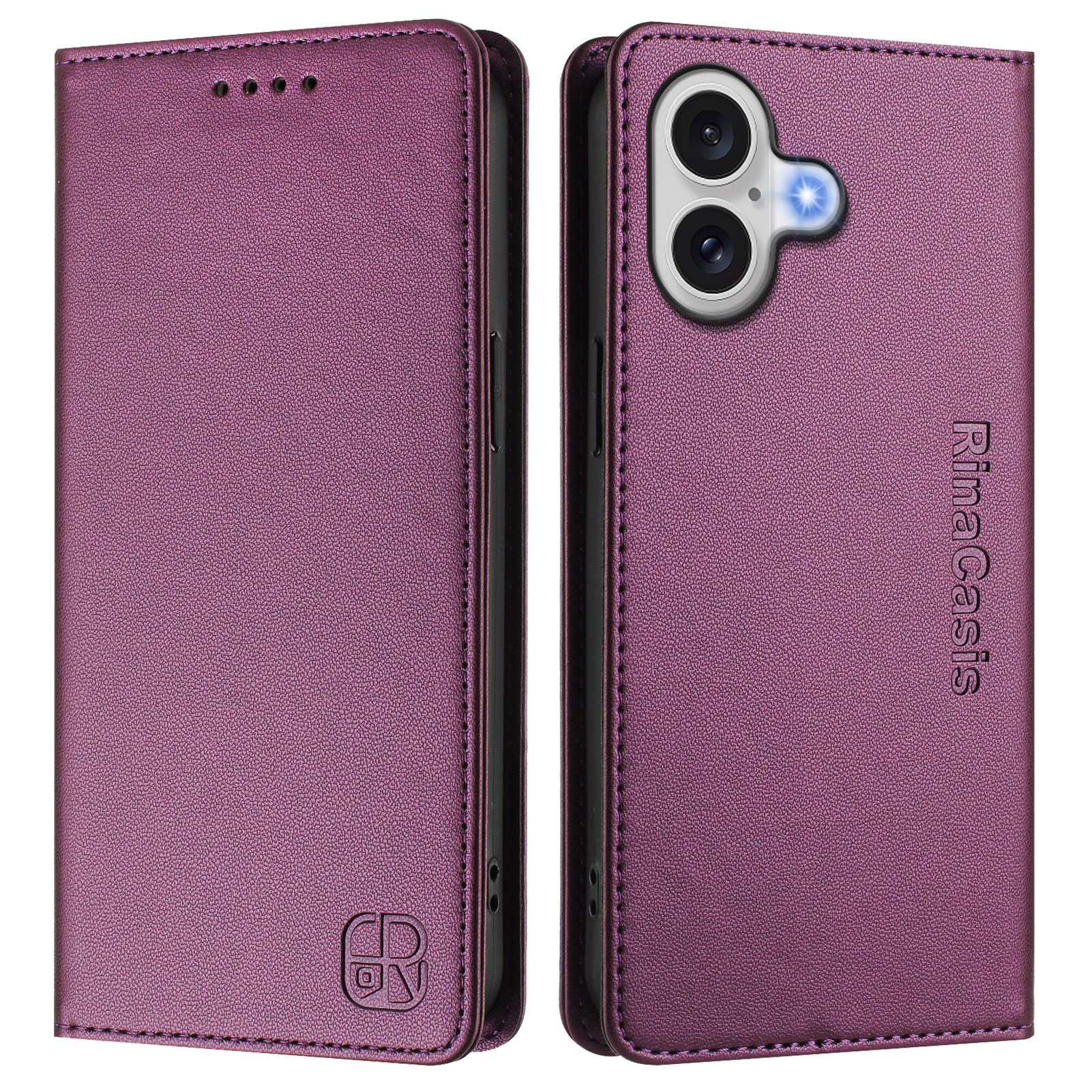 For iPhone 17 Leather Case RINACASIS RC01 Phone Cover with RFID Blocking Wallet Stand - Violet