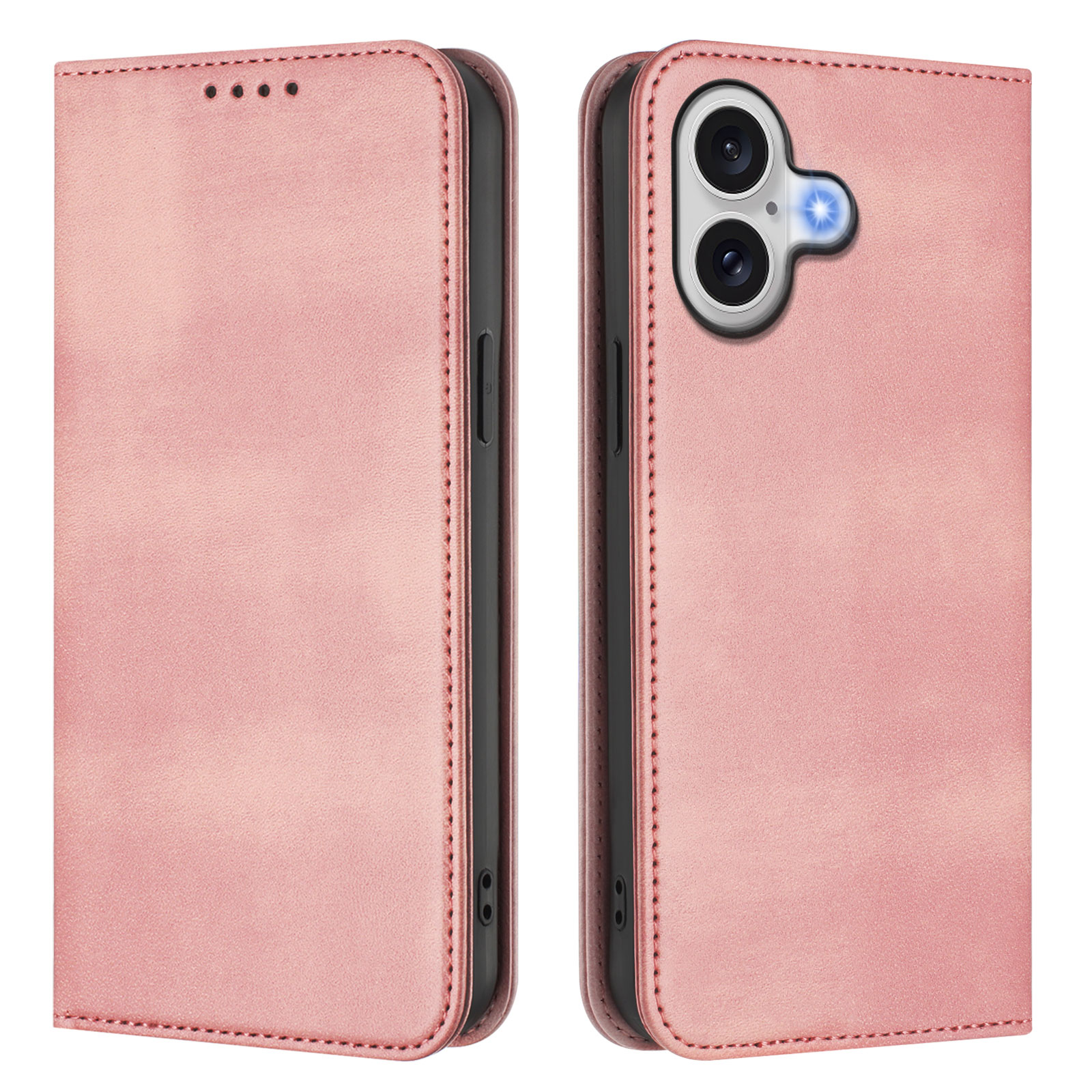 For iPhone 17 Wallet Cases Retro Texture RFID Blocking Leather Phone Cover - Pink