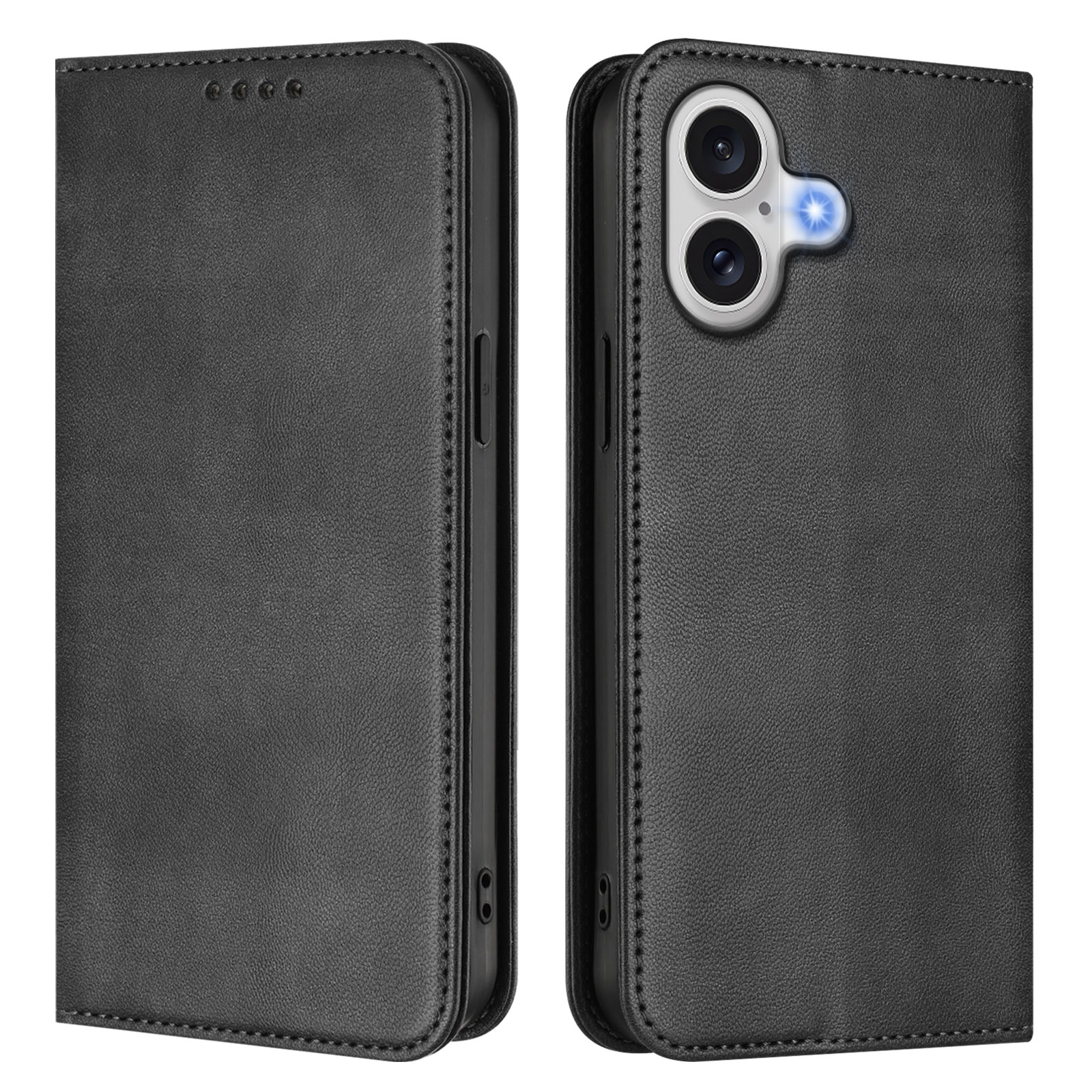 For iPhone 17 Wallet Cases Retro Texture RFID Blocking Leather Phone Cover - Black