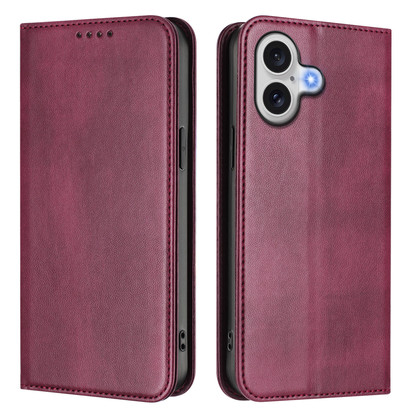 For iPhone 17 Wallet Cases Retro Texture RFID Blocking Leather Phone Cover - Wine Red