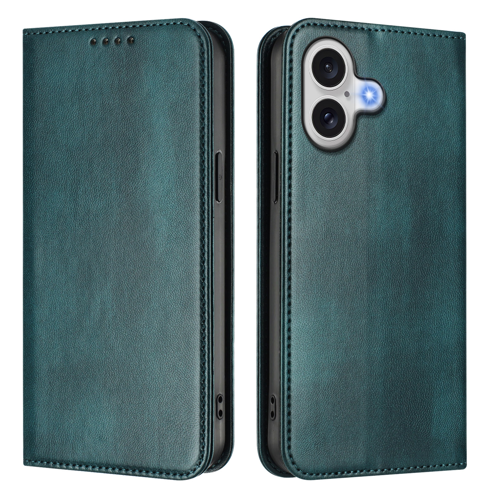 For iPhone 17 Wallet Cases Retro Texture RFID Blocking Leather Phone Cover - Dark Green